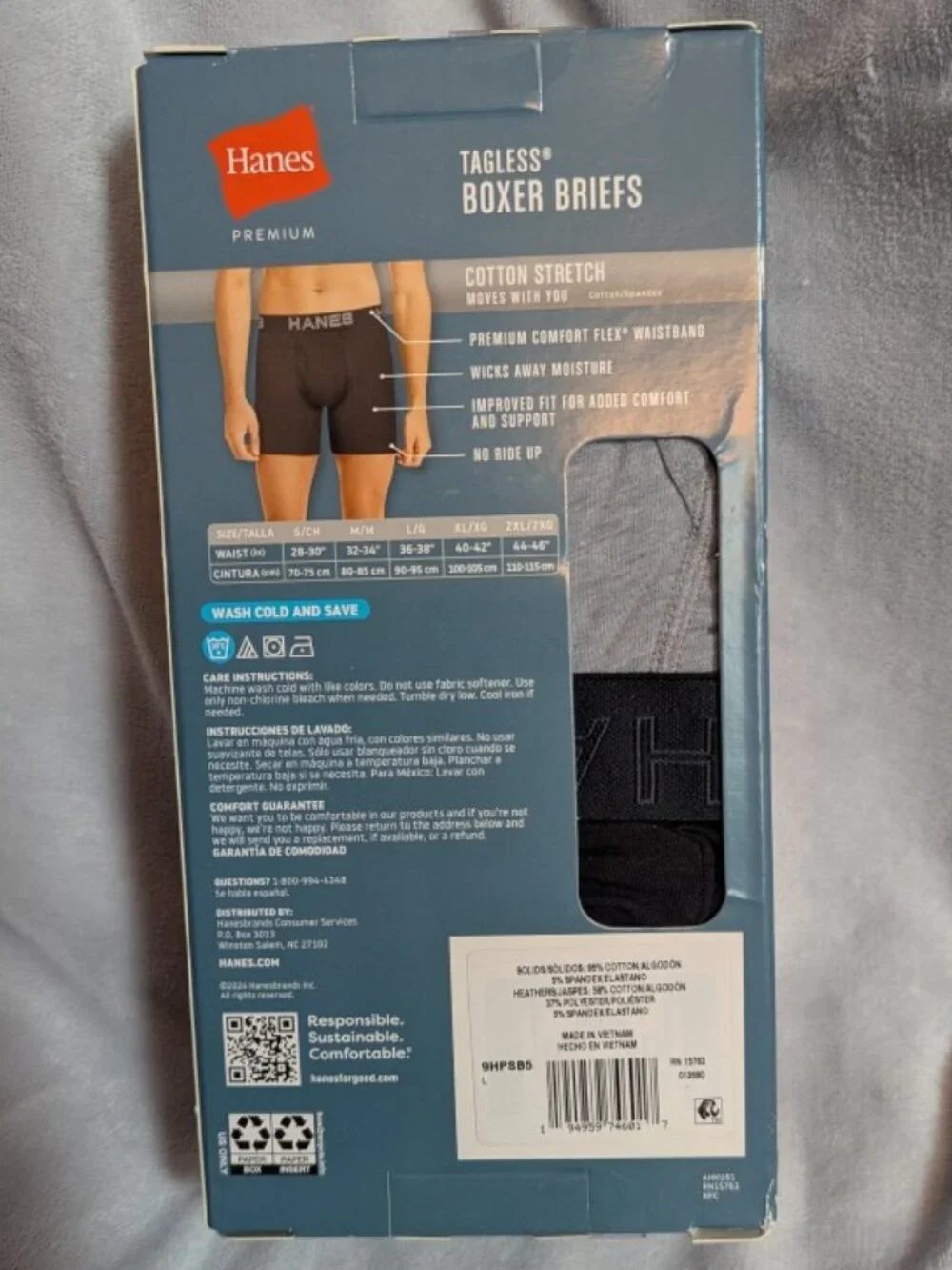 NWT Hanes Premium Men's Boxer Briefs 5pk - Black/Gray Size L Tagless